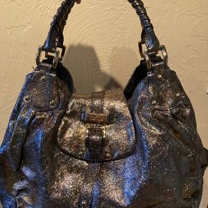 Halston Heritage Glitter Leather Handbag